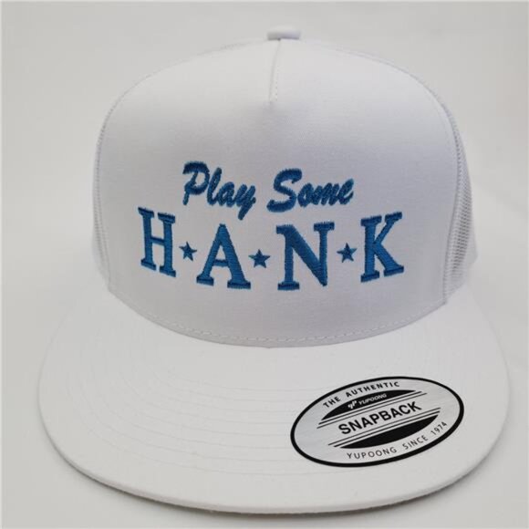 Play Some Hank Williams Country Western Mesh Flat Bill Snapback Hat Cap 70s Retr
